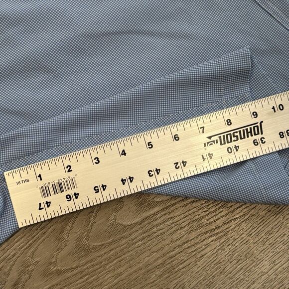 FJ Footjoy Chino Golf Shorts Mens 34 Gingham Check Plaid Blue Performance - Picture 4 of 5